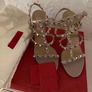Valentino Garavani Rockstud Nude Sandal Heels